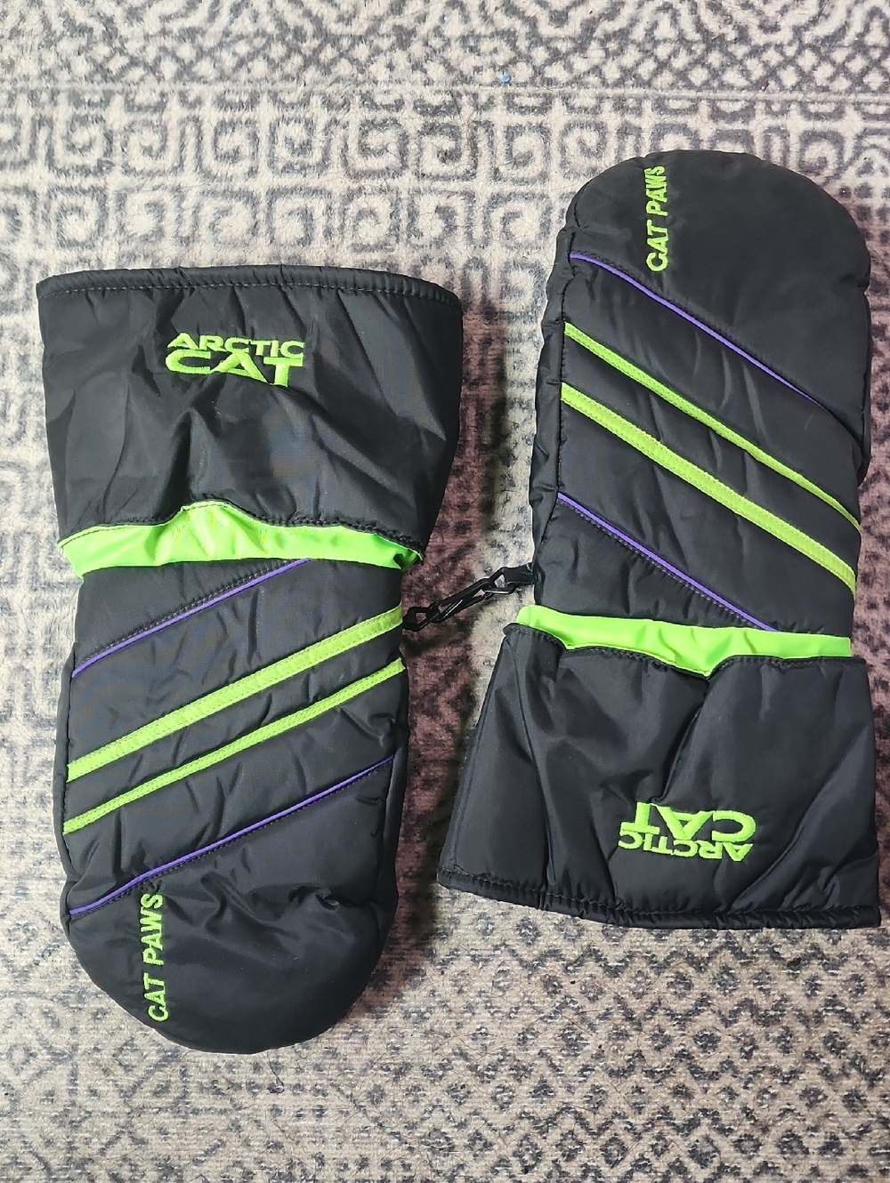Arctic Cat Black & Neon Green Snow Mittens